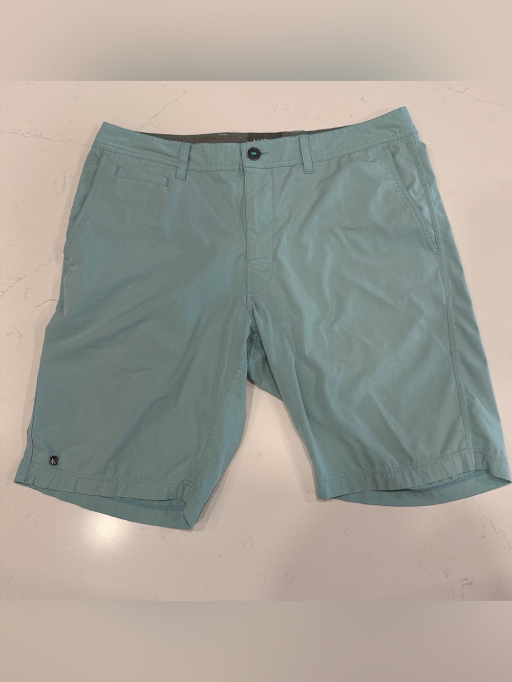 Linksoul Men's Seafoam Flat-Front Performance Shorts 36